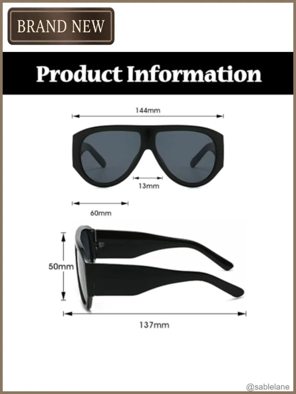 Oversized Square Sunglasses Retro 70s Wrap Around Thick Frame UV400 Protection